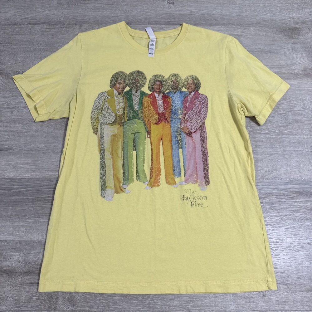 Jackson Five Shirt Vintage Photo Men's Yellow Tee Large 100% Cotton